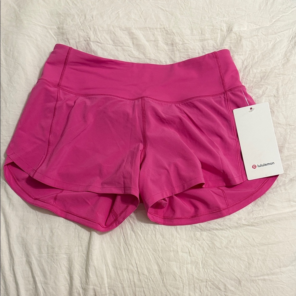 NWT Lululemon athletica Women’s Speed Up Mid Rise Lined Shorts 4” in Sonic Pink